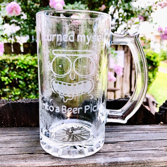 Rick and morty pickle rick beer glass cup beer mug - Picture 1 of 9